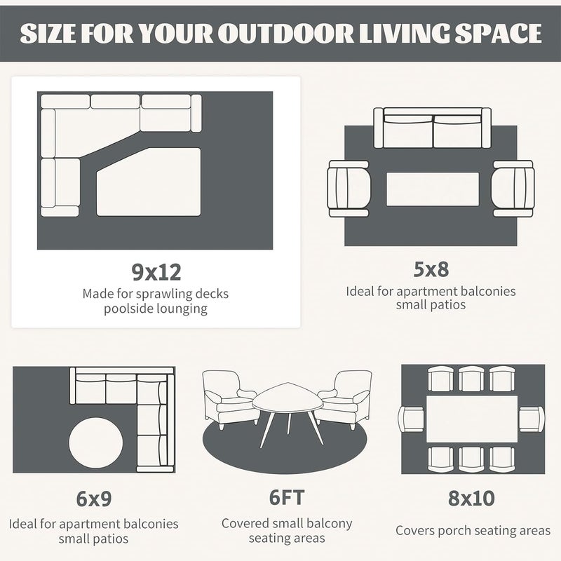 Ileading Large Plastic Outdoor Rug 9x12ft Modern Geometric Style Reversible Patio Area Rugs Waterproof Non Shedding Portable Carpets for Rv Outside Deck Pool Beach Picnic Camping (Grey) - Image 5